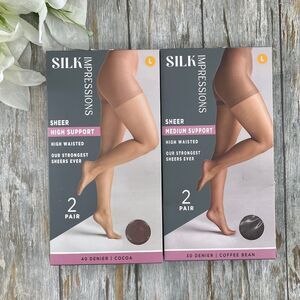 Silk Impressions Shimmer Sheer Pantyhose Stockings Sheer 2, 2-Packs L